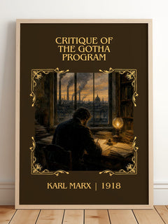 Critique of the Gotha program Classic Book Art Print by Karl Marx – framed print leaning on a wooden floor