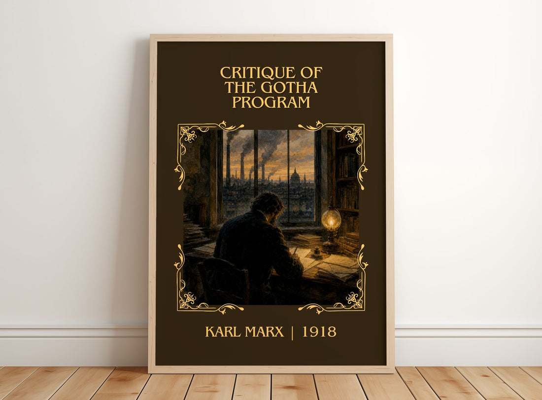Critique of the Gotha program Classic Book Art Print by Karl Marx – framed print leaning on a wooden floor