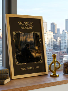 Critique of the Gotha program Classic Book Art Print by Karl Marx – framed print on a city-view windowsill