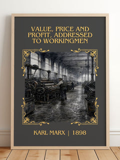 Value, price and profit, addressed to workingmen Classic Book Art Print by Karl Marx – framed print leaning on a wooden floor