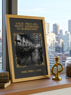 Value, price and profit, addressed to workingmen Classic Book Art Print by Karl Marx – framed print on a city-view windowsill