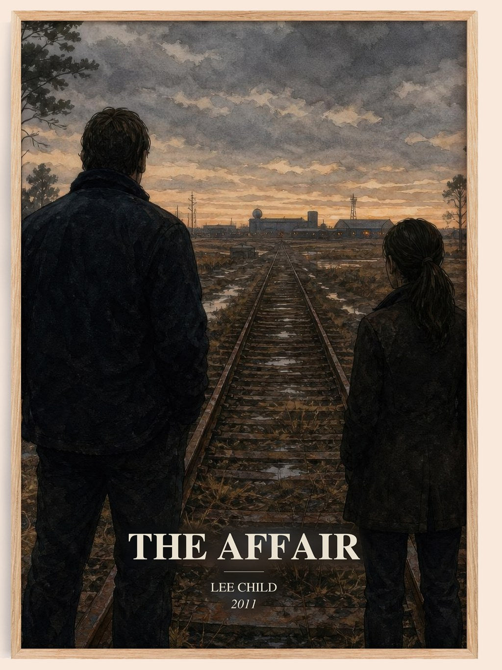 The Affair watercolour book poster by Lee Child – framed literary art print