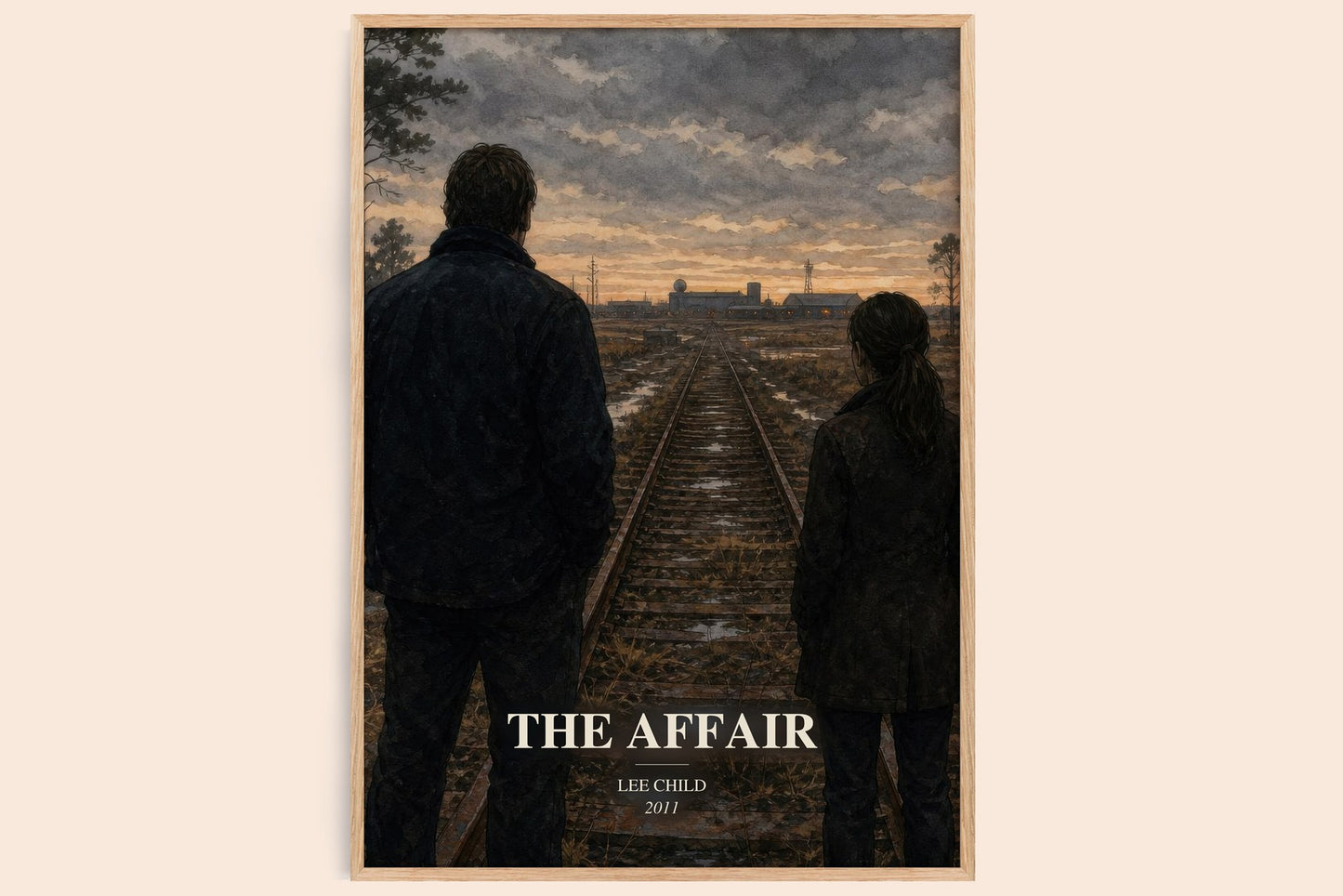 The Affair watercolour book poster by Lee Child – framed literary art print