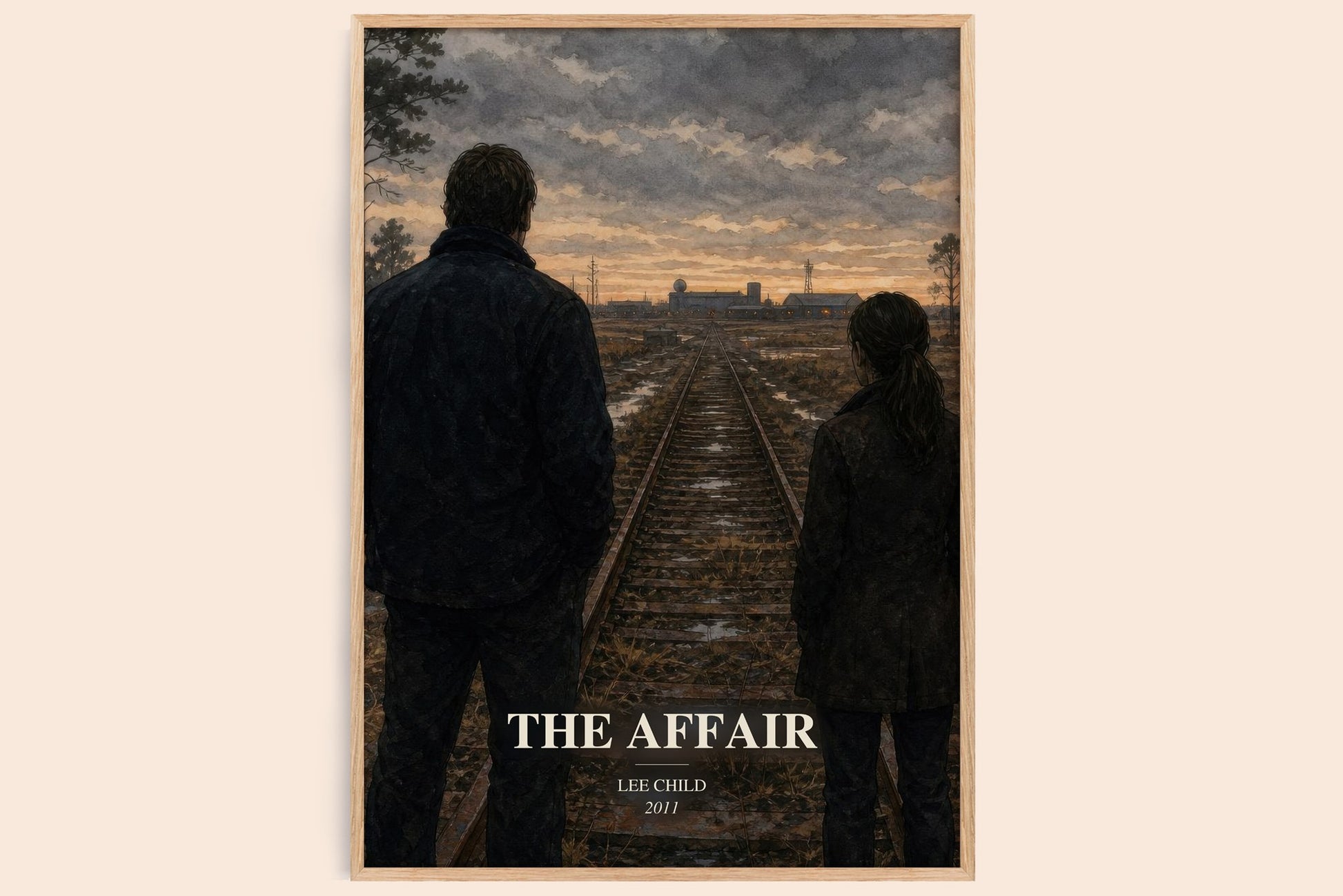 The Affair watercolour book poster by Lee Child – framed literary art print