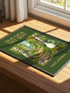 Hur gick det sen? Classic Book Art Print by Tove Jansson – print on a sunlit desk