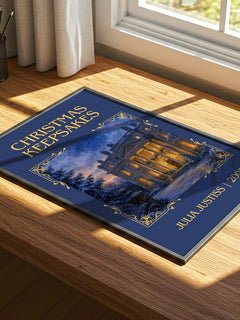 Christmas Keepsakes Classic Book Art Print by Julia Justiss – print on a sunlit desk