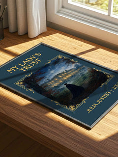 My Lady's Trust Classic Book Art Print by Julia Justiss – print on a sunlit desk