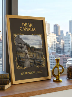 Dear Canada Classic Book Art Print by Kit Pearson – framed print on a city-view windowsill