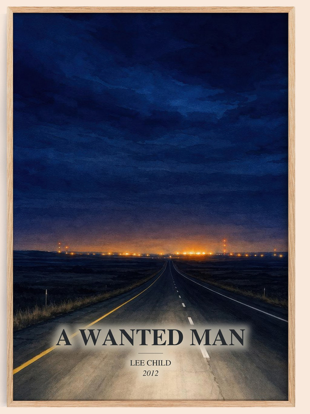 A Wanted Man watercolour book poster by Lee Child – framed literary art print