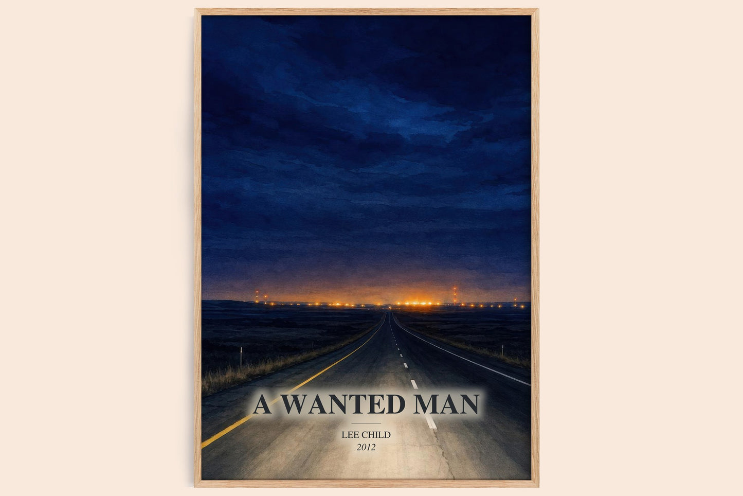A Wanted Man watercolour book poster by Lee Child – framed literary art print