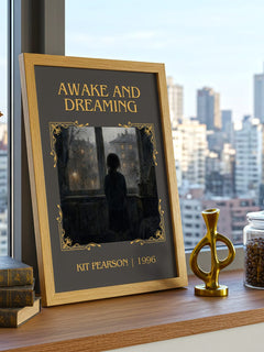 Awake and Dreaming Classic Book Art Print by Kit Pearson – framed print on a city-view windowsill