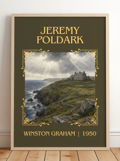 Jeremy Poldark Classic Book Art Print by Winston Graham – framed print leaning on a wooden floor