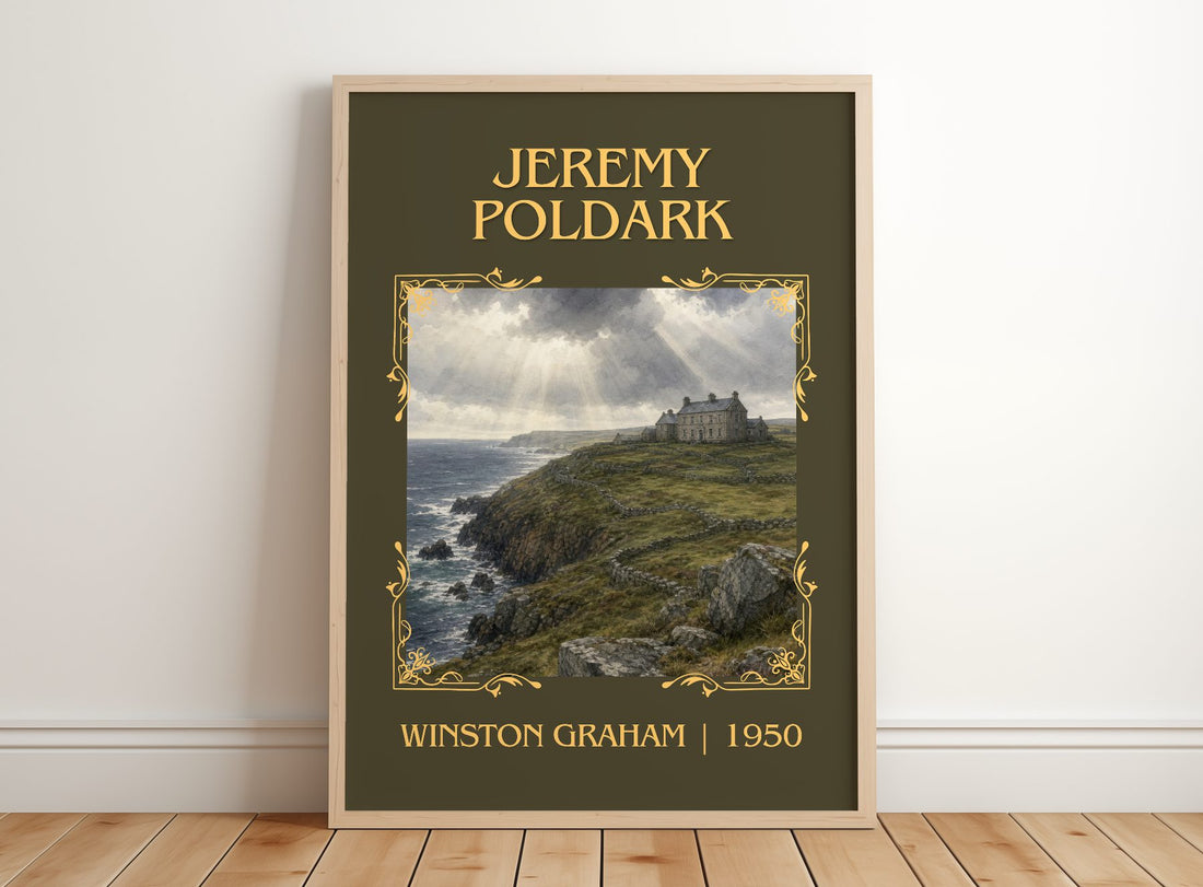 Jeremy Poldark Classic Book Art Print by Winston Graham – framed print leaning on a wooden floor