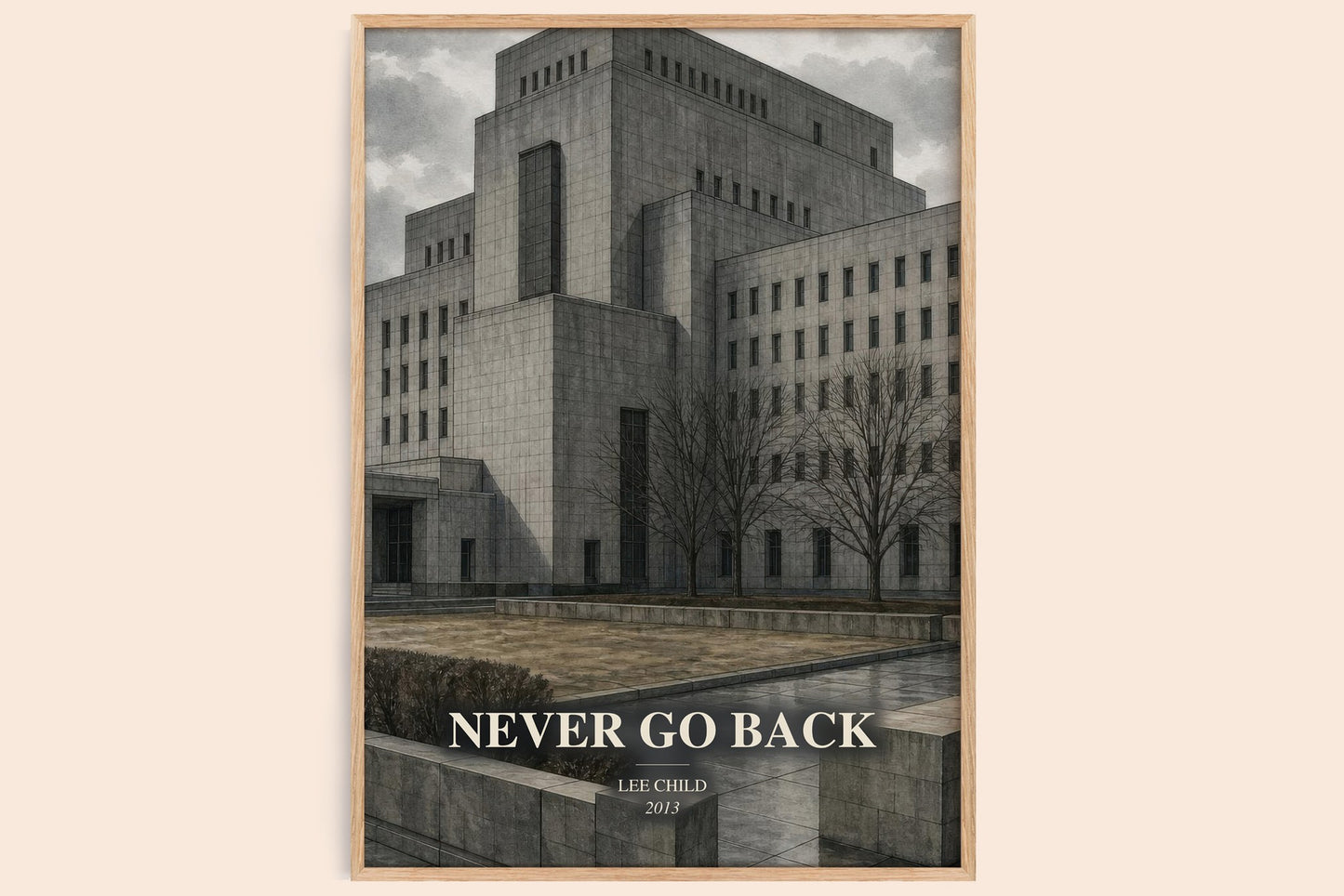 Never Go Back watercolour book poster by Lee Child – framed literary art print