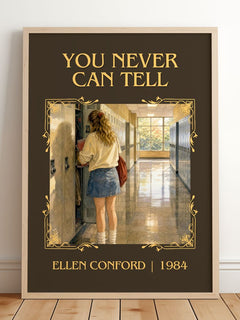 You never can tell Classic Book Art Print by Ellen Conford – framed print leaning on a wooden floor