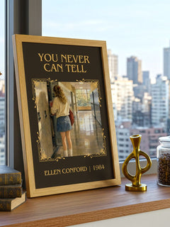 You never can tell Classic Book Art Print by Ellen Conford – framed print on a city-view windowsill