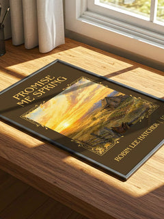 Promise Me Spring Classic Book Art Print by Robin Lee Hatcher – print on a sunlit desk
