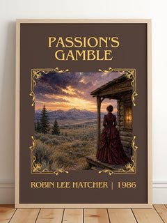 Passion's gamble Classic Book Art Print by Robin Lee Hatcher – framed print leaning on a wooden floor