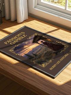 Passion's gamble Classic Book Art Print by Robin Lee Hatcher – print on a sunlit desk