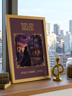 Rose And The Lost Princess Classic Book Art Print by Holly Webb – framed print on a city-view windowsill