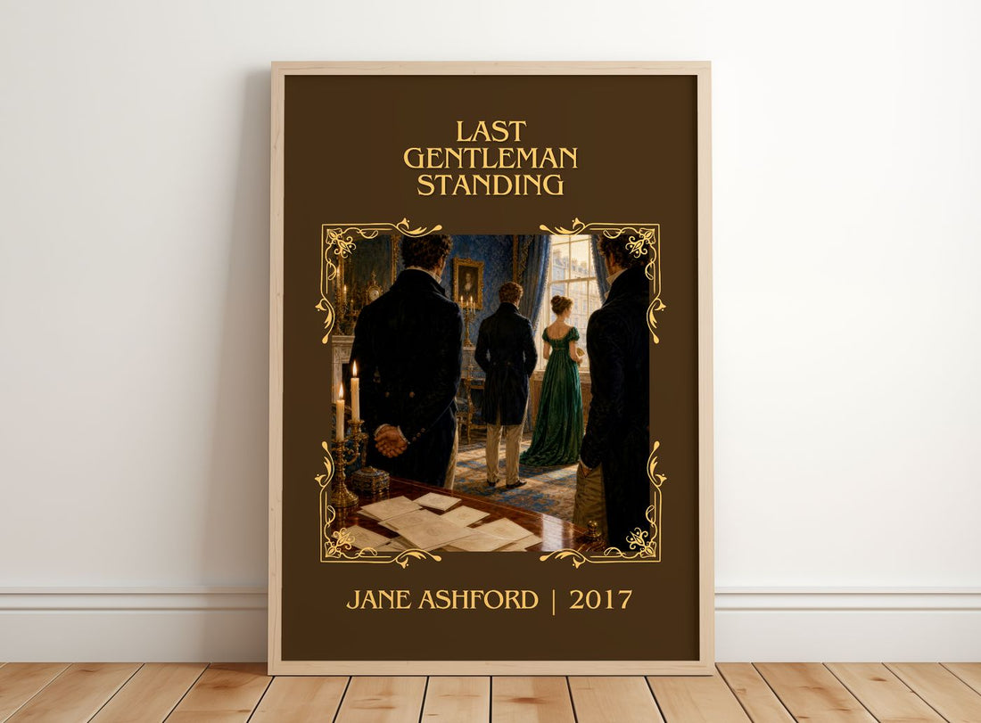 Last Gentleman Standing Classic Book Art Print by Jane Ashford – framed print leaning on a wooden floor