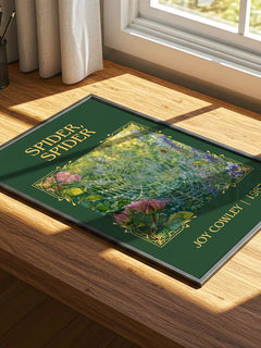 Spider, Spider Classic Book Art Print by Joy Cowley – print on a sunlit desk