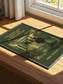 Principal From the Black Lagoon Classic Book Art Print by Mike Thaler – print on a sunlit desk