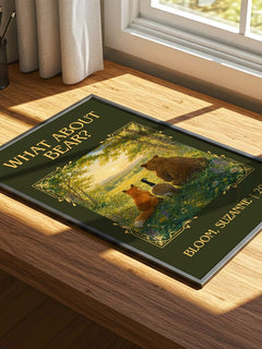 What about Bear? Classic Book Art Print by Bloom, Suzanne – print on a sunlit desk