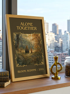 Alone together Classic Book Art Print by Bloom, Suzanne – framed print on a city-view windowsill