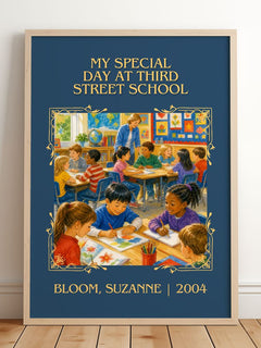 My Special Day at Third Street School Classic Book Art Print by Bloom, Suzanne – framed print leaning on a wooden floor