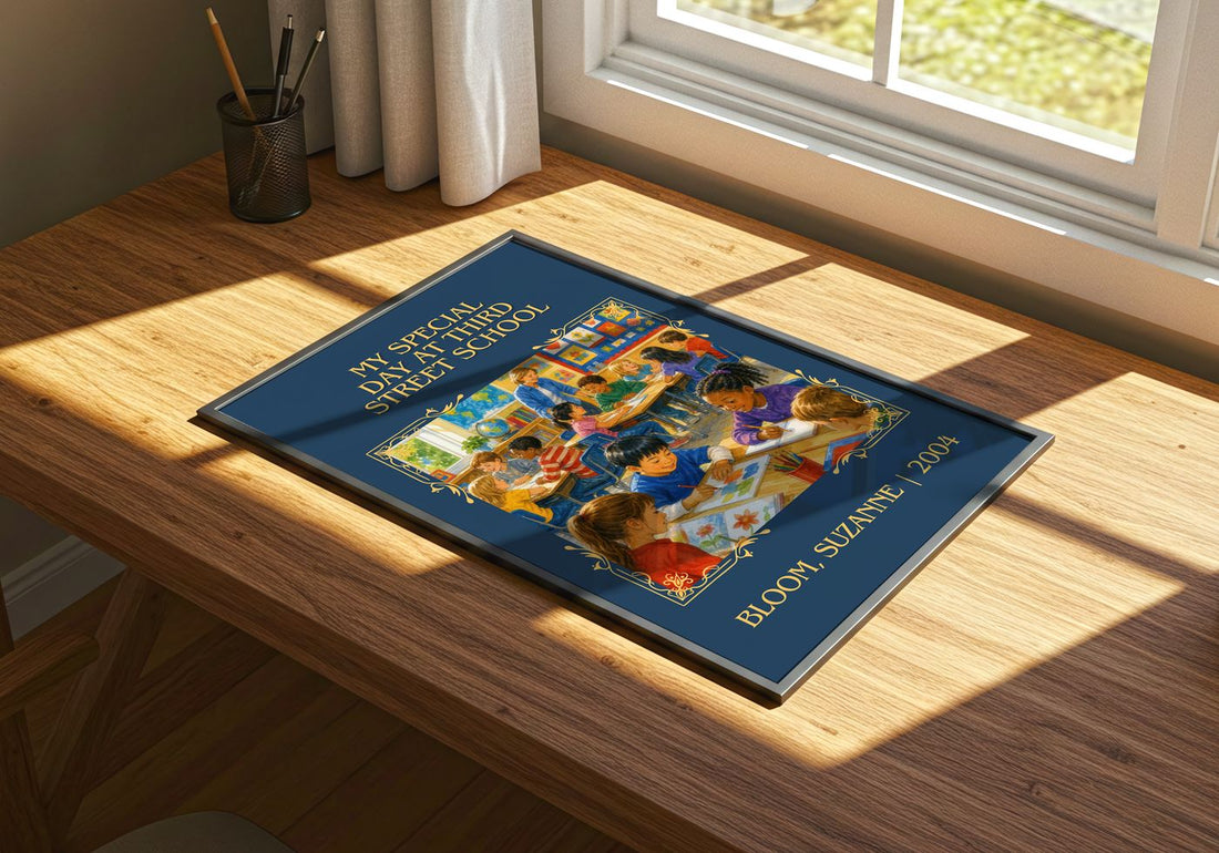 My Special Day at Third Street School Classic Book Art Print by Bloom, Suzanne – print on a sunlit desk