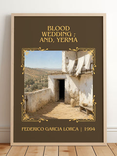 Blood wedding ; and, Yerma Classic Book Art Print by F. Lorca – framed print leaning on a wooden floor