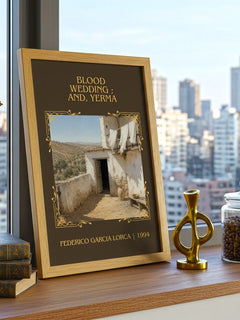 Blood wedding ; and, Yerma Classic Book Art Print by F. Lorca – framed print on a city-view windowsill