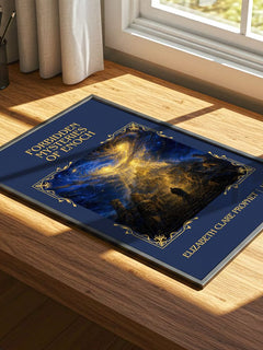 Forbidden mysteries of Enoch Classic Book Art Print by E. Prophet – print on a sunlit desk