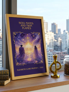 Soul Mates and Twin Flames Classic Book Art Print by E. Prophet – framed print on a city-view windowsill