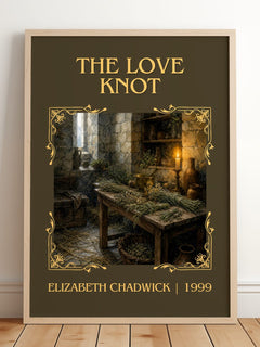 The Love Knot Classic Book Art Print by Elizabeth Chadwick – framed print leaning on a wooden floor