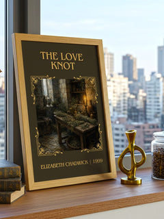 The Love Knot Classic Book Art Print by Elizabeth Chadwick – framed print on a city-view windowsill