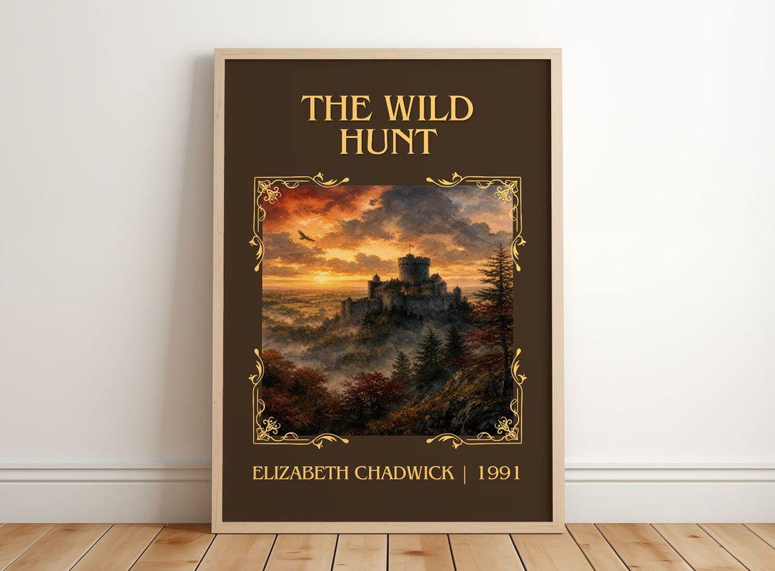 The wild hunt Classic Book Art Print by Elizabeth Chadwick – framed print leaning on a wooden floor