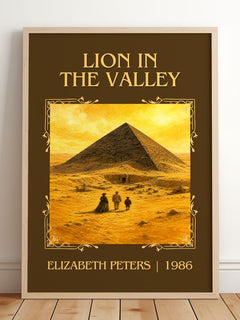 Lion in the valley Classic Book Art Print by Elizabeth Peters – framed print leaning on a wooden floor