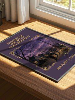 Mystery of the Witch Who Wouldn't Classic Book Art Print by Kin Platt – print on a sunlit desk