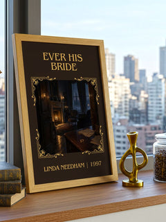 Ever His Bride Classic Book Art Print by Linda Needham – framed print on a city-view windowsill