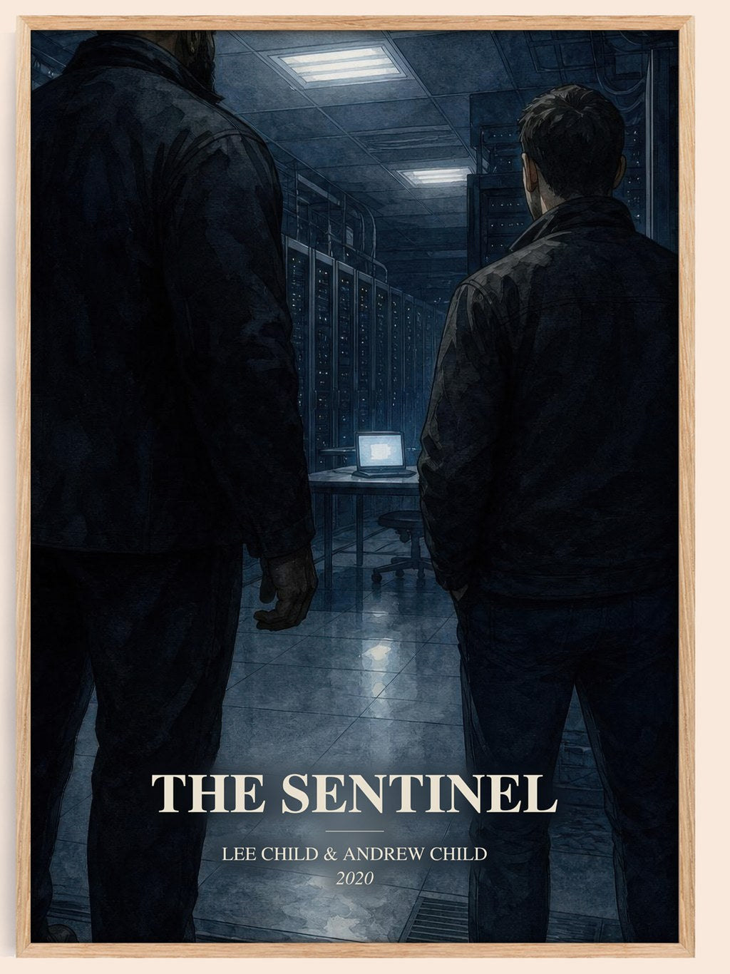 The Sentinel watercolour book poster by Lee Child & Andrew Child – framed literary art print