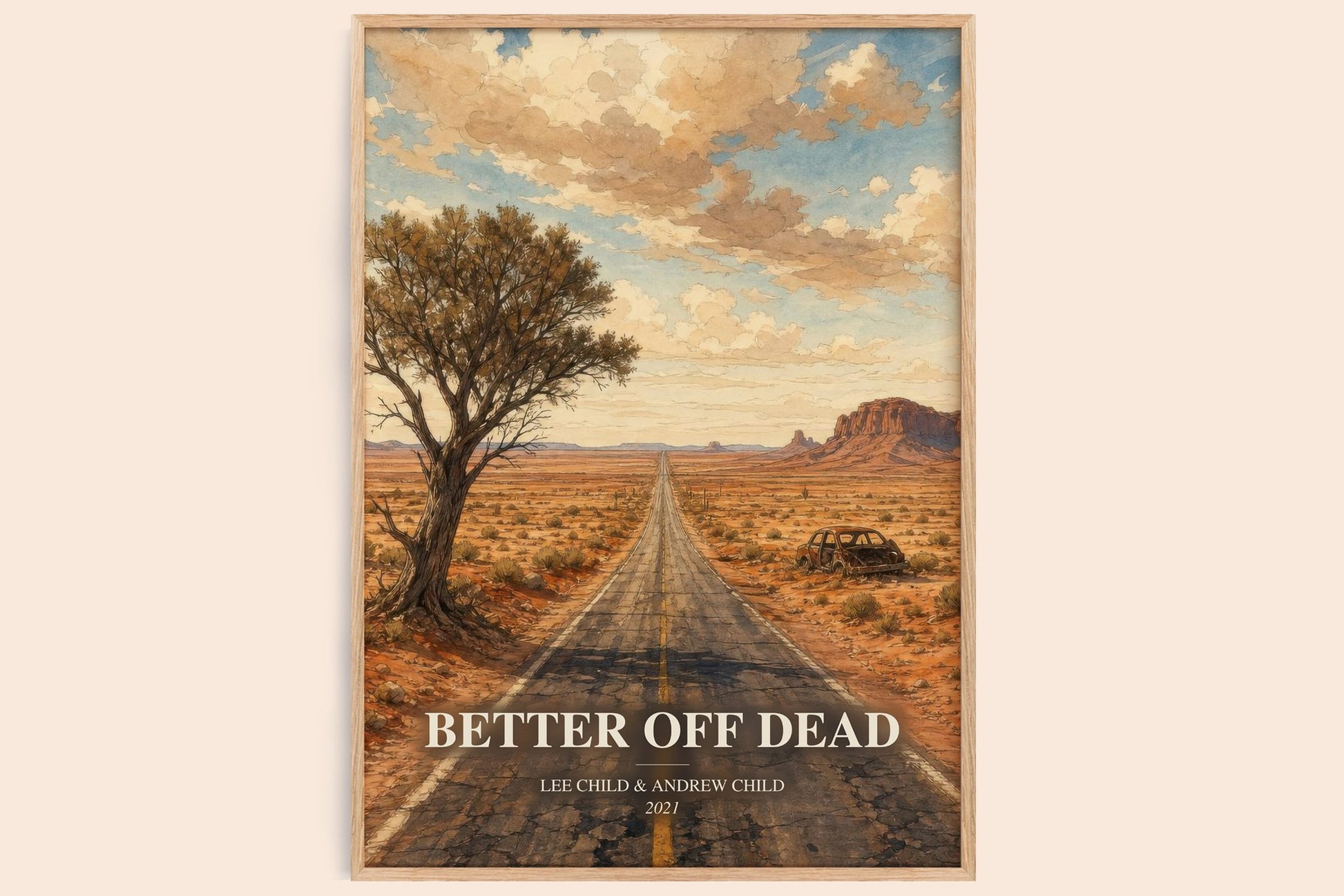 Better Off Dead watercolour book poster by Lee Child & Andrew Child – framed literary art print