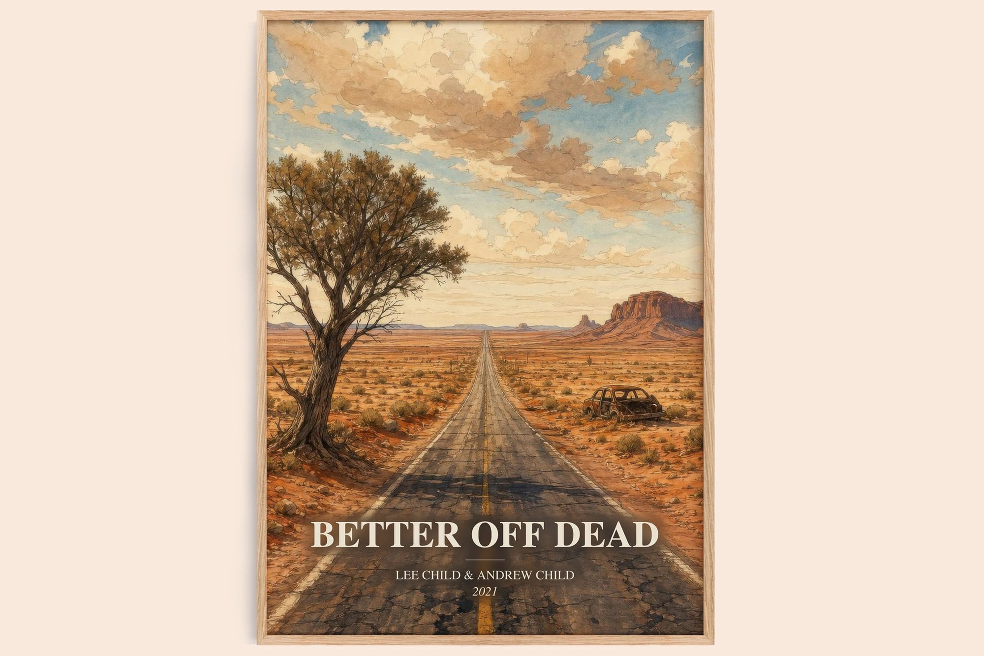 Better Off Dead watercolour book poster by Lee Child & Andrew Child – framed literary art print