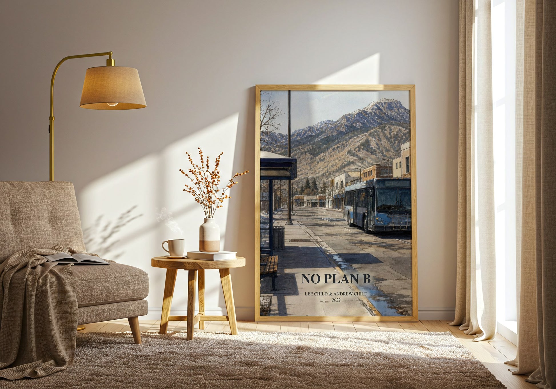 No Plan B watercolour print in frame leaning in hallway – thriller wall art