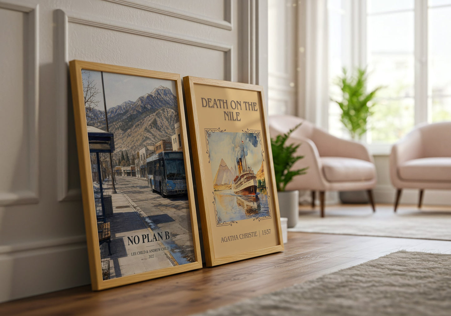 No Plan B watercolour print framed by window – literary home decor