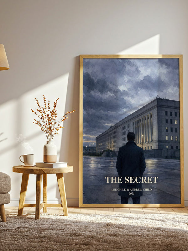 The Secret watercolour print in frame leaning in hallway – thriller wall art