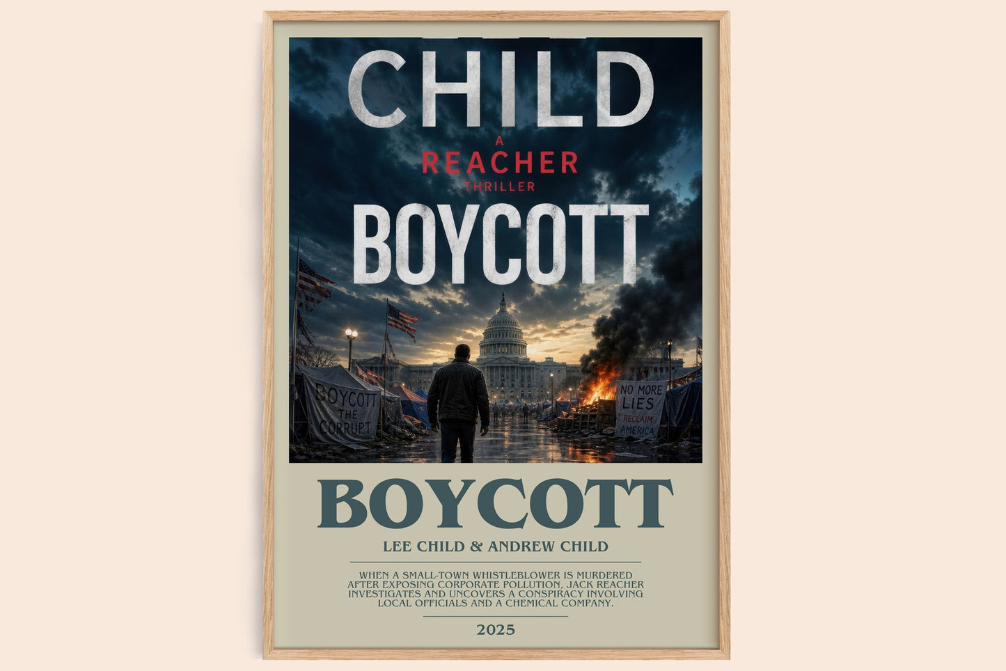 Boycott bookish book poster by Lee Child & Andrew Child – framed literary art print