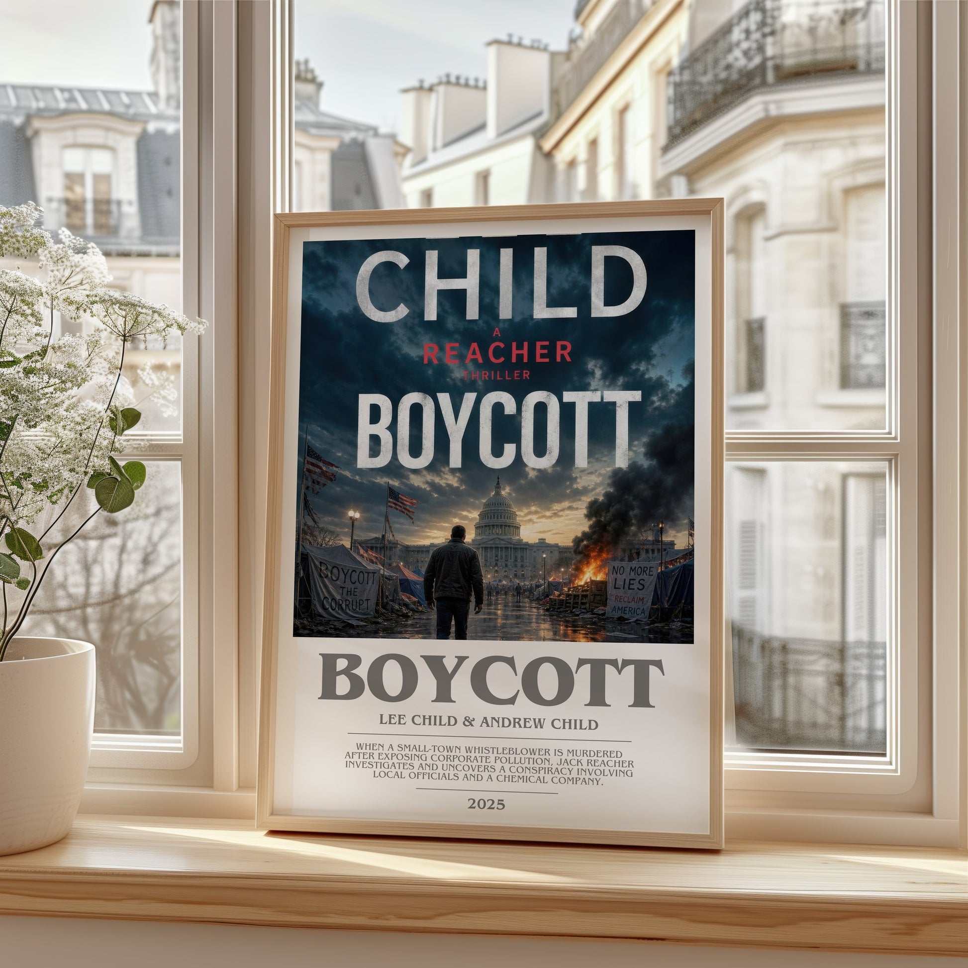 Boycott bookish poster colour and style options – Lee Child & Andrew Child book art