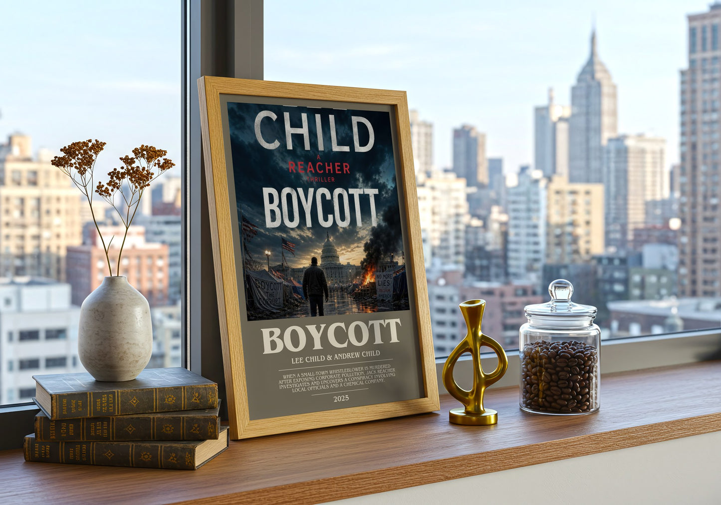 Boycott bookish print framed by window – literary home decor